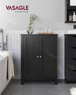 Bathroom Cabinet – Wood – Ink Black – Freestanding with Adjustable Shelves