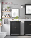 Bathroom Cabinet – Wood – Ink Black – Freestanding with Adjustable Shelves