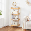 4-Tier Bamboo Shelving Unit – Bamboo – Natural – Versatile Storage Solution for Home Spaces