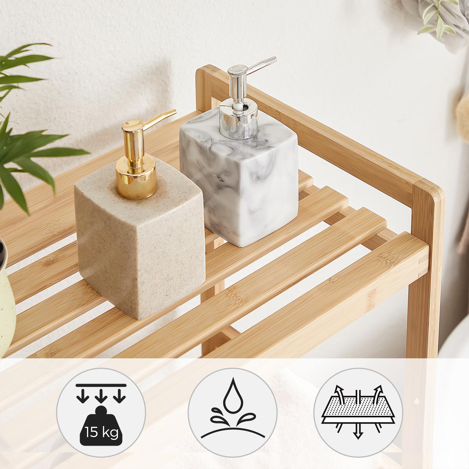 4-Tier Bamboo Shelving Unit – Bamboo – Natural – Versatile Storage Solution for Home Spaces