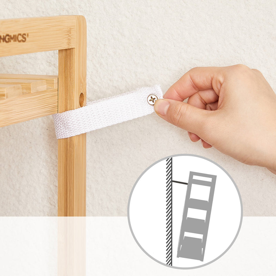 4-Tier Bamboo Shelving Unit – Bamboo – Natural – Versatile Storage Solution for Home Spaces