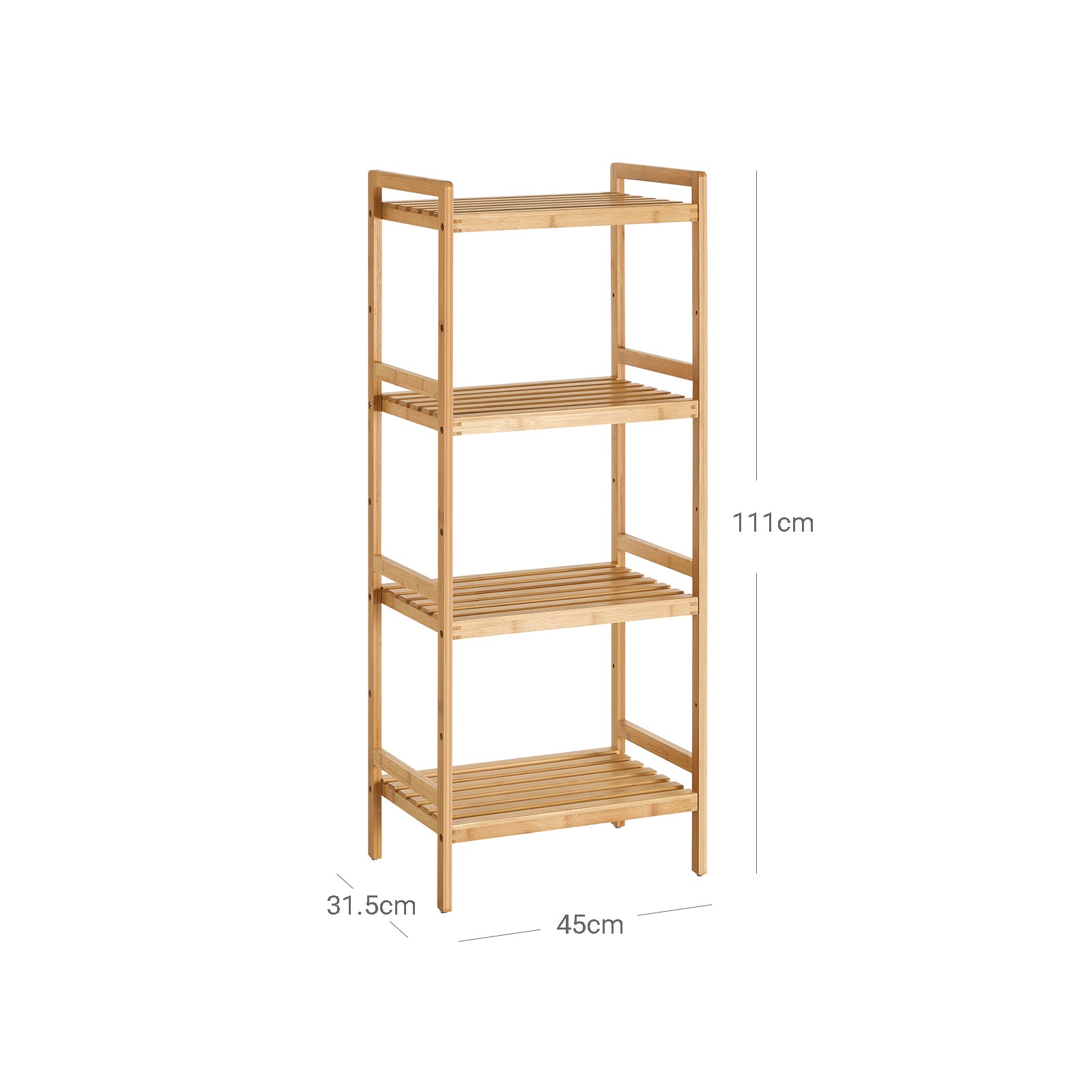 4-Tier Bamboo Shelving Unit – Bamboo – Natural – Versatile Storage Solution for Home Spaces