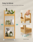 3-Tier Bathroom Trolley – Bamboo – Natural – Space-Saving Design with Wheels