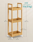 3-Tier Bathroom Trolley – Bamboo – Natural – Space-Saving Design with Wheels