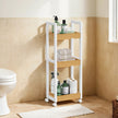 Bathroom Trolley – Bamboo – Natural – Space-Saving 3-Tier Design on Wheels
