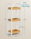 3-Tier Storage Trolley – Bamboo – White and Natural – Space-Saving on Wheels