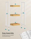 3-Tier Storage Trolley – Bamboo – White and Natural – Space-Saving on Wheels