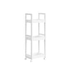 3-Tier Storage Trolley – Bamboo – White – Slim Design with Wheels