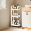 Bathroom Trolley – Bamboo – Natural – Space-Saving 3-Tier Design on Wheels