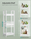3-Tier Storage Trolley – Bamboo – White – Slim Design with Wheels