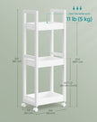 3-Tier Storage Trolley – Bamboo – White – Slim Design with Wheels