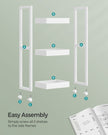3-Tier Storage Trolley – Bamboo – White – Slim Design with Wheels