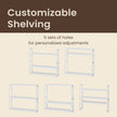 Bamboo Shelving Unit – Bamboo – White – Adjustable 3-Tier Design, Wall-Mounted or Free Standing