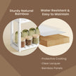 Bamboo Shelving Unit – Bamboo – White – Adjustable 3-Tier Design, Wall-Mounted or Free Standing