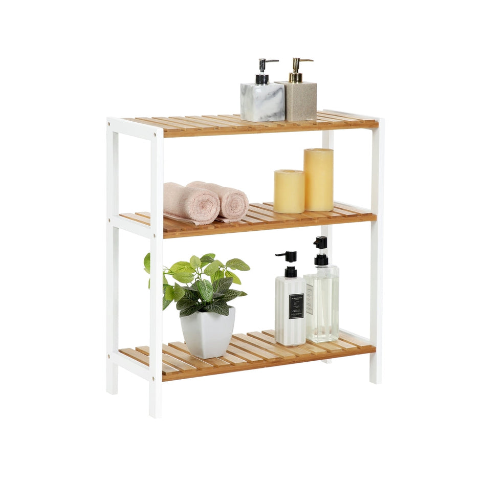 3-Tier Storage Shelf – Bamboo – Natural – Multifunctional Design for Hallway, Bathroom, Kitchen, Living Room