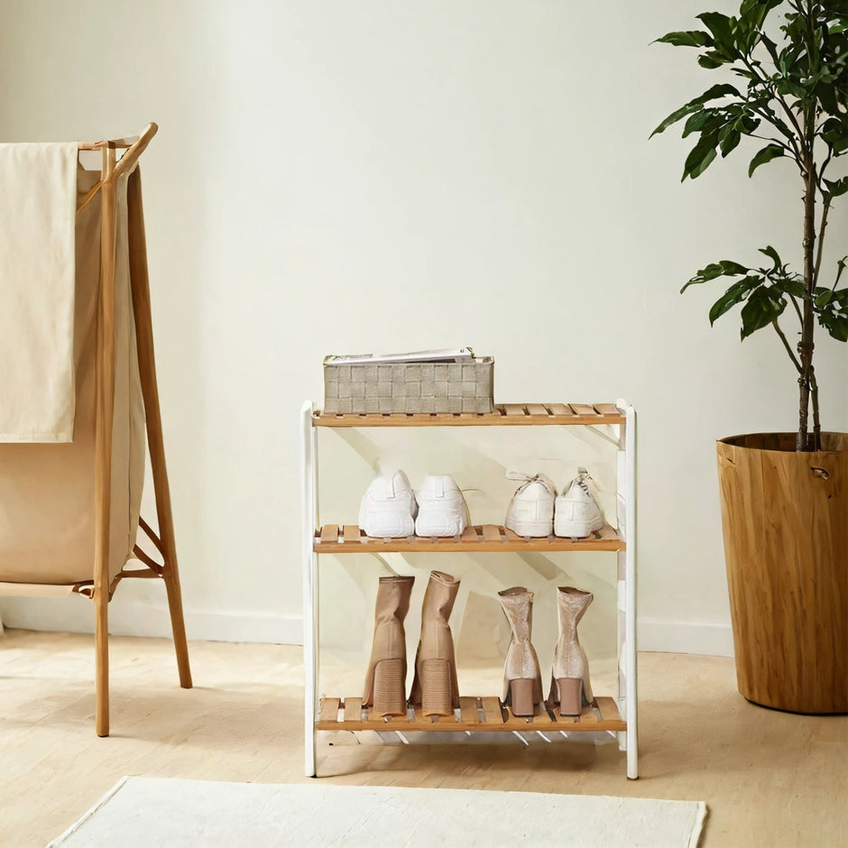 3-Tier Storage Shelf – Bamboo – Natural – Multifunctional Design for Hallway, Bathroom, Kitchen, Living Room