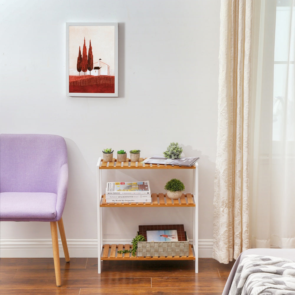 3-Tier Storage Shelf – Bamboo – Natural – Multifunctional Design for Hallway, Bathroom, Kitchen, Living Room