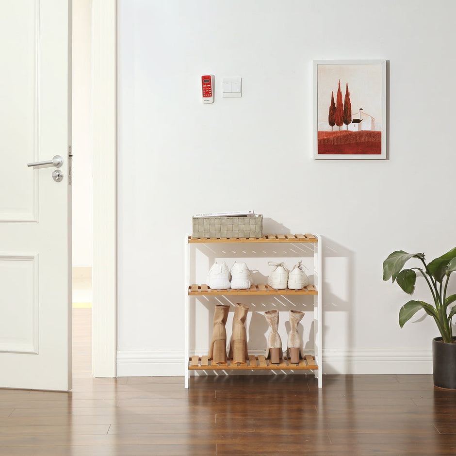 3-Tier Storage Shelf – Bamboo – Natural – Multifunctional Design for Hallway, Bathroom, Kitchen, Living Room
