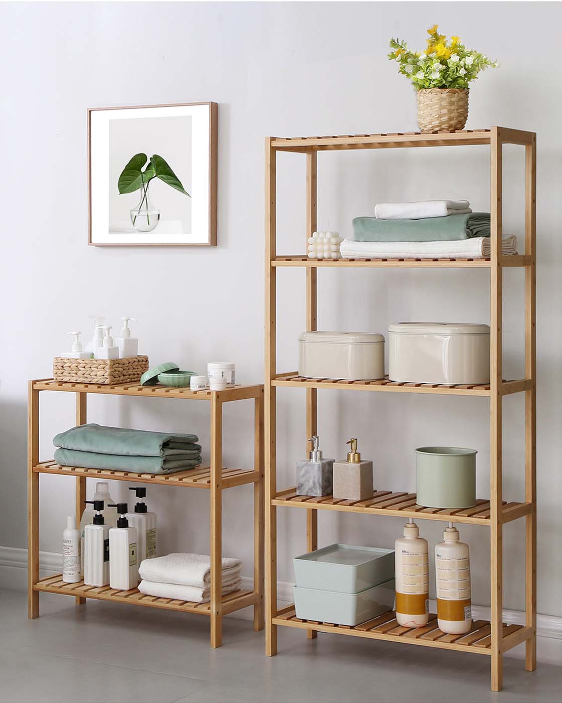 Bamboo Storage Stand Shelf – Bamboo – Natural – 3-Tier Design with Versatile Use