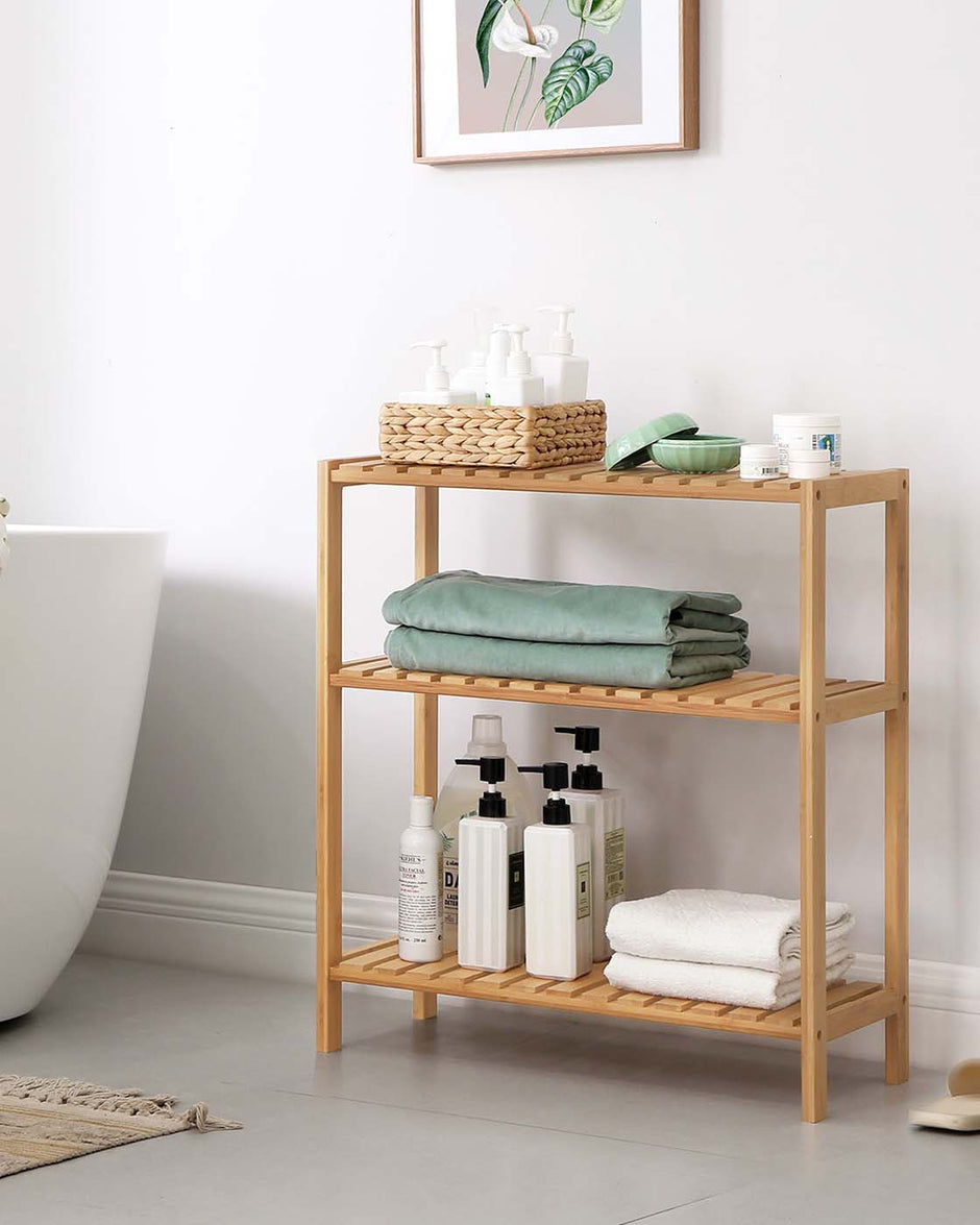 Bamboo Storage Stand Shelf – Bamboo – Natural – 3-Tier Design with Versatile Use