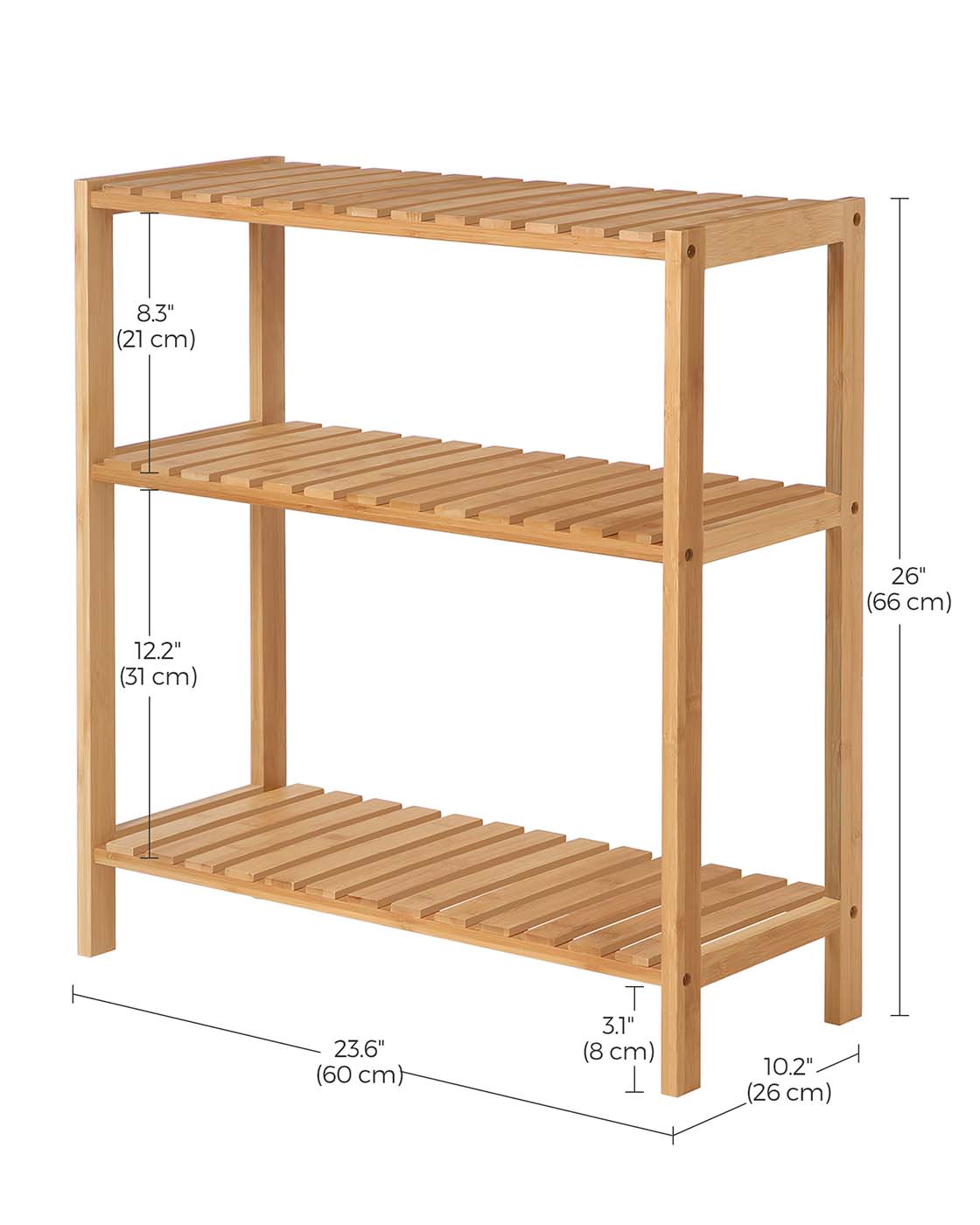 Bamboo Storage Stand Shelf – Bamboo – Natural – 3-Tier Design with Versatile Use