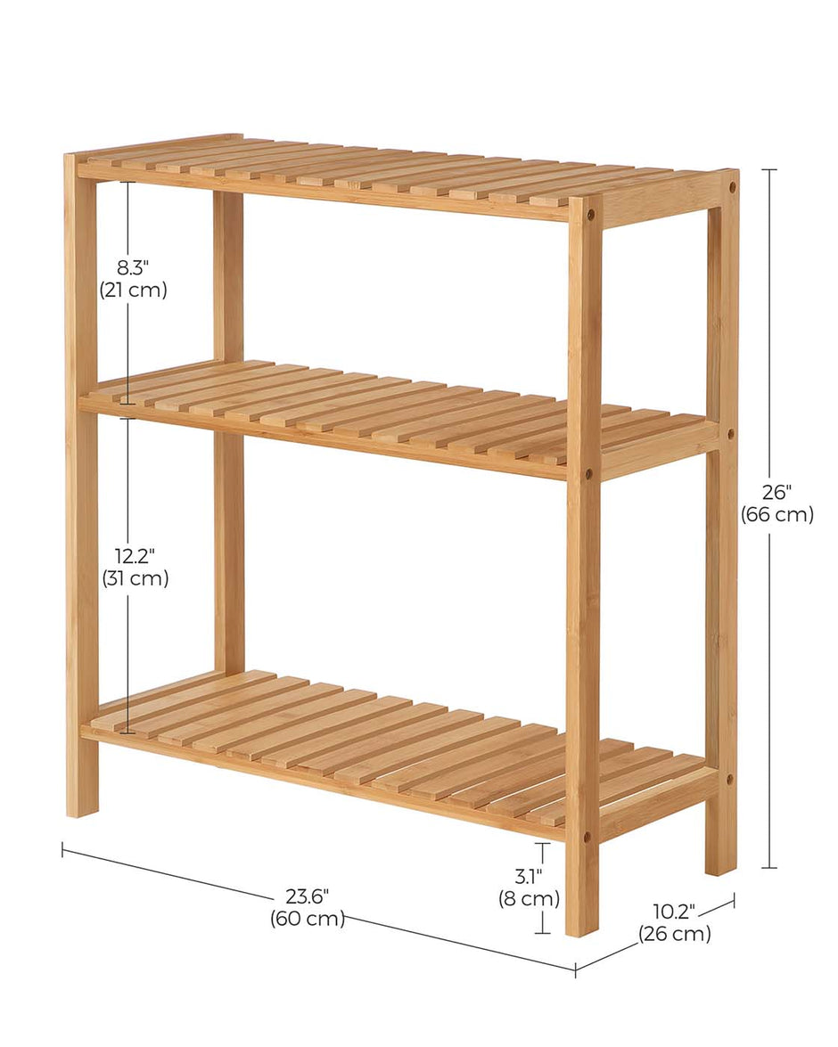 Bamboo Storage Stand Shelf – Bamboo – Natural – 3-Tier Design with Versatile Use
