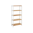 5-Tier Storage Shelf – Bamboo – White and Natural – Adjustable Heights