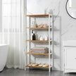 5-Tier Storage Shelf – Bamboo – White and Natural – Adjustable Heights