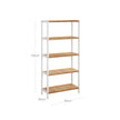 5-Tier Storage Shelf – Bamboo – White and Natural – Adjustable Heights