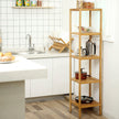 5-Tier Bamboo Shelf – Natural Finish – Versatile Standing Rack for Narrow Spaces