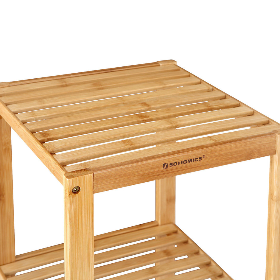 5-Tier Bamboo Shelf – Natural Finish – Versatile Standing Rack for Narrow Spaces