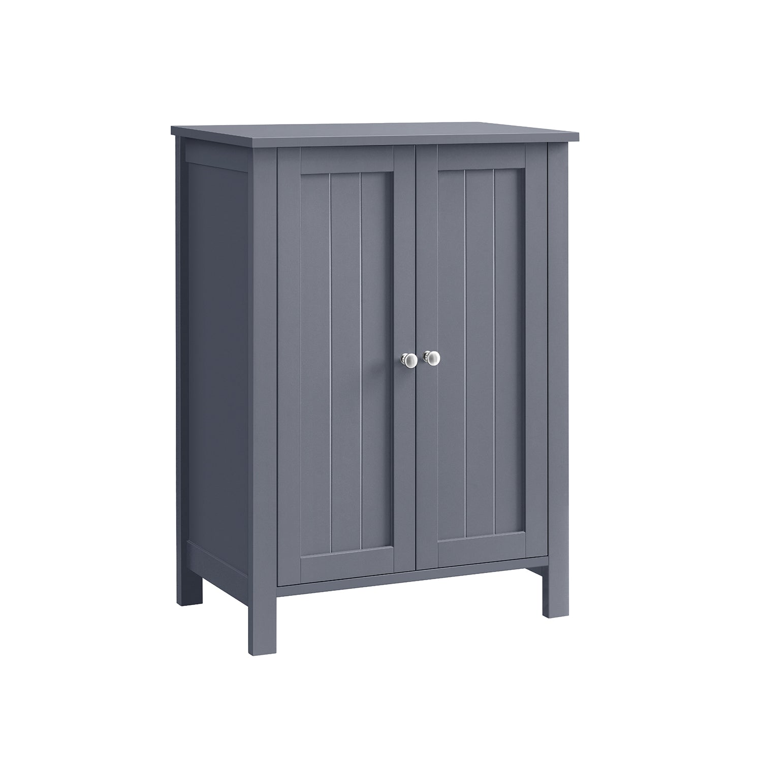 Freestanding Bathroom Cabinet – Wood – Flint Grey – Double Door with Adjustable Shelves