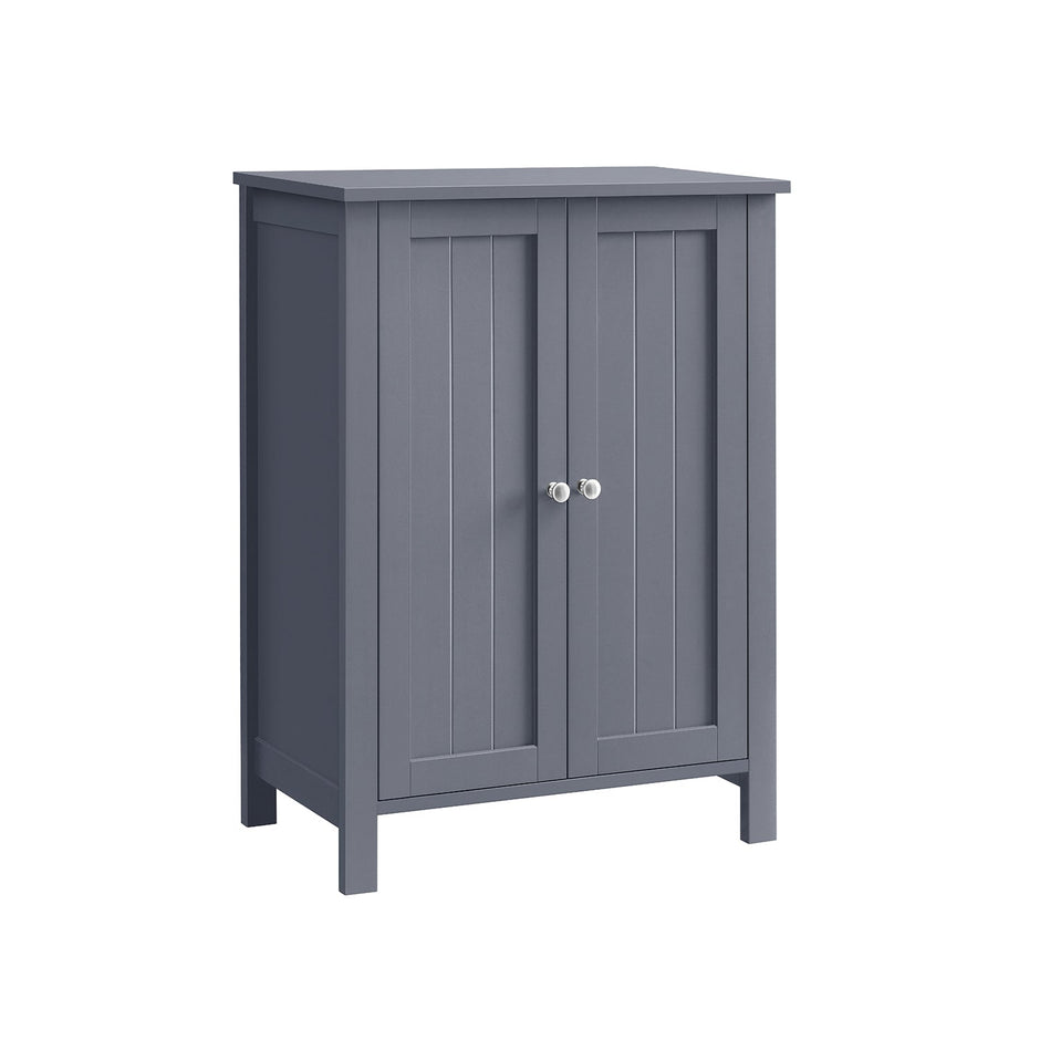 Freestanding Bathroom Cabinet – Wood – Flint Grey – Double Door with Adjustable Shelves