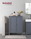 Freestanding Bathroom Cabinet – Wood – Flint Grey – Double Door with Adjustable Shelves