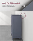 Freestanding Bathroom Cabinet – Wood – Flint Grey – Double Door with Adjustable Shelves