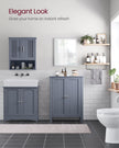 Freestanding Bathroom Cabinet – Wood – Flint Grey – Double Door with Adjustable Shelves