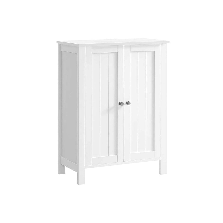 Freestanding Bathroom Storage Cabinet – Wood – White – 2 Adjustable Shelves