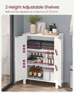 Freestanding Bathroom Cabinet – Wood – White – Double Door with Adjustable Shelves