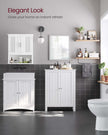 Freestanding Bathroom Cabinet – Wood – White – Double Door with Adjustable Shelves