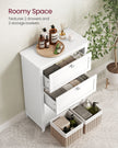 Bathroom Cabinet – Wood – Cloud White – 2 Drawers with Adjustable Dividers and 2 Baskets