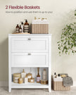 Bathroom Cabinet – Wood – Cloud White – 2 Drawers with Adjustable Dividers and 2 Baskets