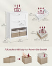 Bathroom Cabinet – Wood – Cloud White – 2 Drawers with Adjustable Dividers and 2 Baskets
