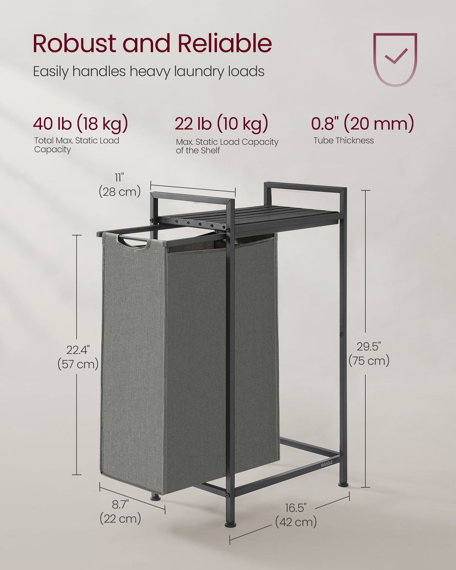 Laundry Basket – Metal Frame – Slate Grey and Charcoal Grey – Pull-Out and Removable Design