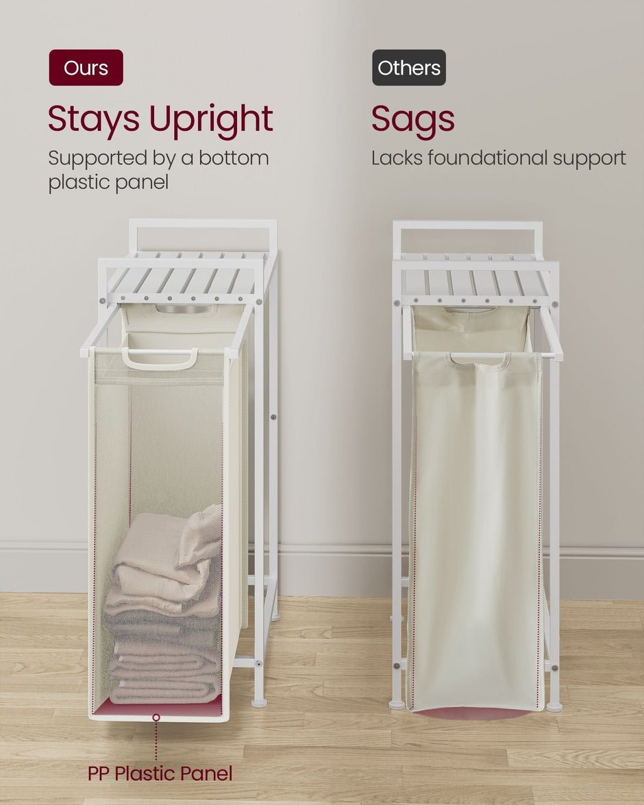 Pull-Out Laundry Basket – Metal Frame – Cream White and Cloud White – Removable Laundry Bag