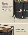 Laundry Basket – Fabric – Ink Black and Rustic Brown – 2 Compartment Hamper with Wheels and Storage Shelf