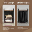 Laundry Hamper – Metal – Rustic Brown and Black – Pull-Out Liner with Shelf, 65L