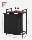 Laundry Basket – Metal Frame and Fabric – Rustic Brown and Black – Pull-Out and Removable Bag, 65L
