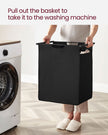 Laundry Basket – Metal Frame and Fabric – Rustic Brown and Black – Pull-Out and Removable Bag, 65L