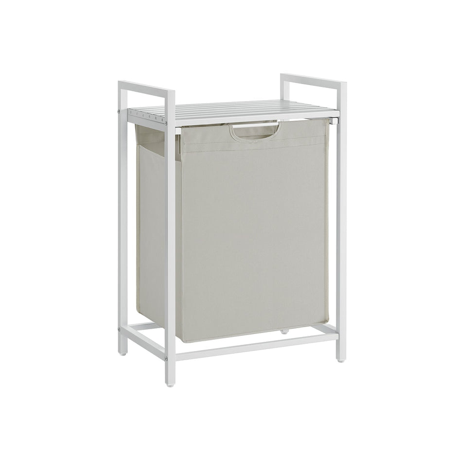Laundry Basket – Metal Frame – Rustic Brown and Black – 65L Capacity with Pull-Out and Removable Bag