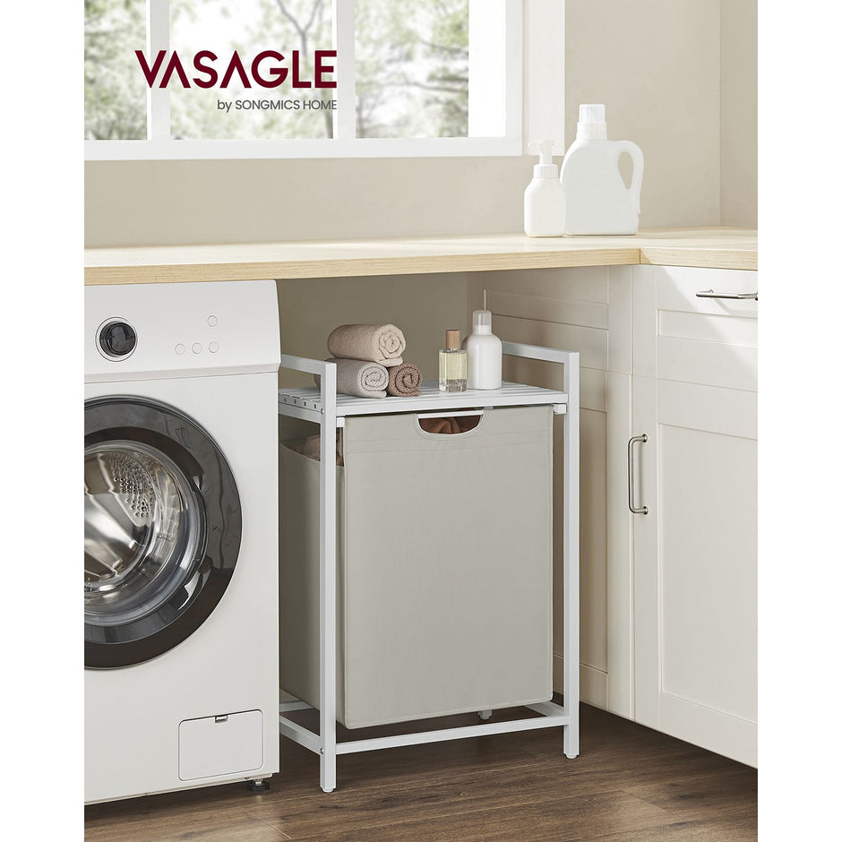 Laundry Basket – Metal Frame – Rustic Brown and Black – 65L Capacity with Pull-Out and Removable Bag